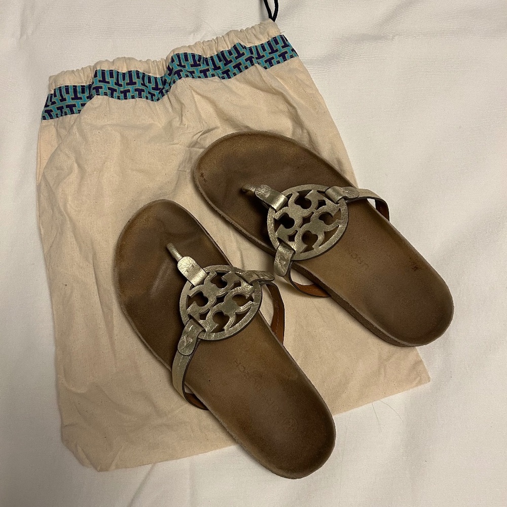 Tory Burch Miller Cloud sandals | gold metallic | size 9